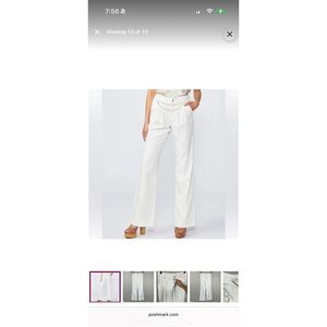 Paige Pleated Leenah Pearl Chain Jeans White French Ivory Sz 27